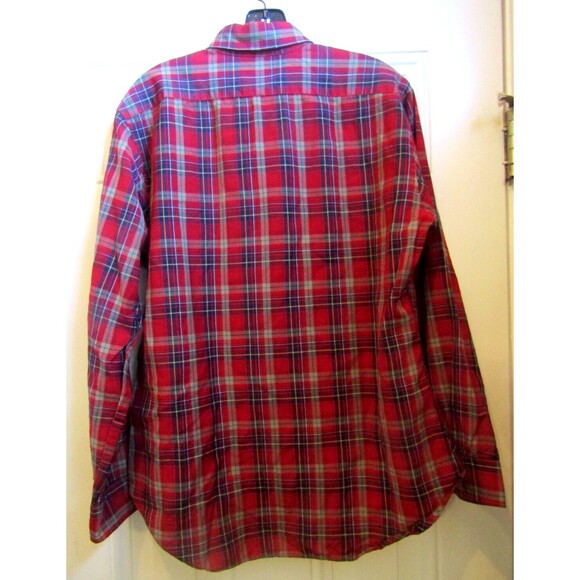 Pendleton Tartan Plaid Shirt Vintage 70s Red 100% Wool Button Front USA Size L - Picture 2 of 5